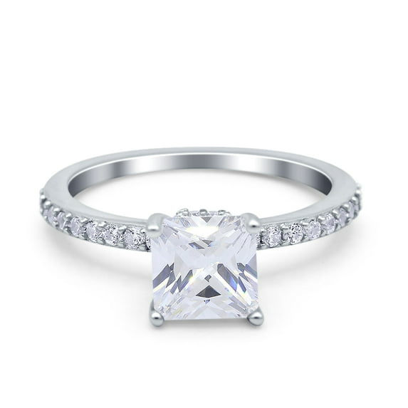 Simulated Cubic Zirconia Size-8 Cushion Cut Art Deco Vintage Engagement Wedding Bridal Ring 925 Sterling Silver