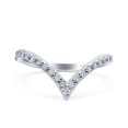 thumbnail image 1 of Simulated Cubic Zirconia Size-8 Half Eternity V Chevron Midi Ring 925 Sterling Silver, 1 of 7