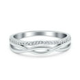 thumbnail image 1 of Simulated Cubic Zirconia Size-8 Infinity Shank Art Deco Engagement Wedding Half Eternity Ring 925 Sterling Silver, 1 of 7