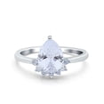 thumbnail image 1 of Simulated Cubic Zirconia Size-8 Teardrop Art Deco Pear Wedding Engagement Ring 925 Sterling Silver, 1 of 7