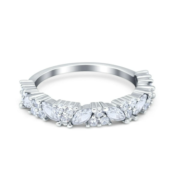 Simulated Cubic Zirconia Size-9 Art Deco Eternity Band Marquise Wedding Band Engagement Ring 925 Sterling Silver