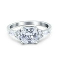 thumbnail image 1 of Simulated Cubic Zirconia Size-9 Cushion Cut Marquise Art Deco Engagement Wedding Bridal Ring 925 Sterling Silver, 1 of 7