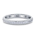 thumbnail image 1 of Simulated Cubic Zirconia Size-9 Full Eternity Band Wedding Ring 925 Sterling Silver, 1 of 7