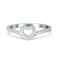 thumbnail image 1 of Simulated Cubic Zirconia Size-9 Heart Petite Dainty V Chevron Midi Thumb Ring Promsie Band 925 Sterling Silver, 1 of 7