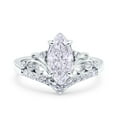 thumbnail image 1 of Simulated Cubic Zirconia Size-9 Marquise Art Deco Wedding Engagement Bridal Ring 925 Sterling Silver, 1 of 7