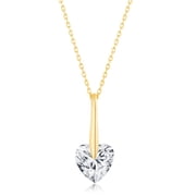 Simulated Diamond CZ Dangling 10mm Heart Pendant 16+2  Necklace Silver/14k Gold/14k Rose Gold Plated Sterling Silver Jewelry for Women or Teens-Silver