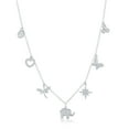 thumbnail image 1 of Simulated Diamond CZ Multi Dangling Heart Dragonfly, Elephant, Star, Butterfly & Cluster 16+2” Charm Necklace Silver Sterling Silver Jewelry for Women or Teens, 1 of 6