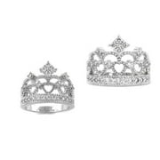 YEIDID INTERNATIONAL Simulated Diamond Crown Ring in 18k White Gold