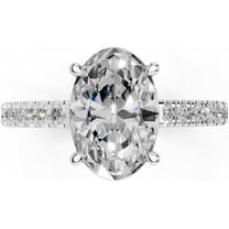 Simulated Diamond Ring Oval Cut Engagement Ring 14K Gold Moissanite Ring 4 Prong Set Rose Gold Comfort Fit Ring Set