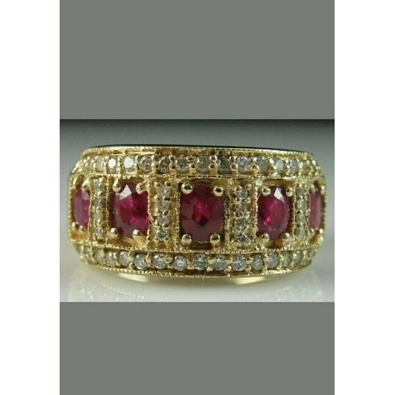 3Ct Oval Cut Lab Created Red Ruby Women's Engagement Ring 14K Yellow Gold Plated