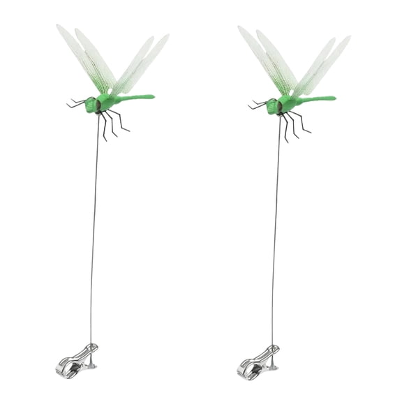 Simulated Dragon Fly Clips, 10" Insect Garden Stakes Decor, Durable Metal Wire 3D Dragonfly Clamps for Patio, Lawn, Garden Bird & Fly Scare Devices