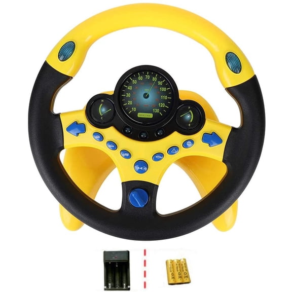 Simulated Driving Controller Portable Simulated Driving Steering Wheel Copilot Toy Children's Educational Sounding Toy Small Steering Wheel Toy Gift Funny Interactive Driving Wheel with Music