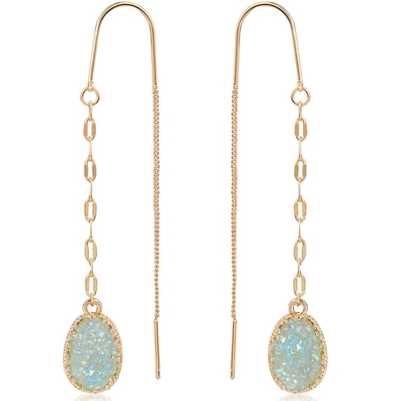 Humble Chic Mint Green Earrings for Women Trendy - Faux Druzy Sparkly Sage Dangles