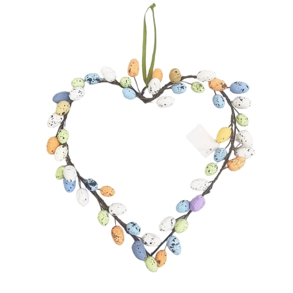 Simulated Egg Wreath Heart-Shaped Easter Hanging Decoration Ring, 420/25/30Cm Size Colorful Egg Garland For Cross-Border Festival Atmosphere Decoration, Door Hanging Egg Ring