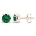 thumbnail image 1 of Simulated Emerald 4MM Round Shape Stud Earrings In 14K Rose Gold Over Sterling Silver (0.5 Ct), 1 of 4