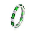 thumbnail image 1 of Simulated Emerald Baguette And Clear Round Cubic Zirconia Alternate Eternity Ring Sterling Silver Size 9, 1 of 2
