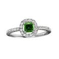 thumbnail image 1 of Simulated Emerald Center Cubic Zirconia Statement Ring Rhodium Plated Sterling Silver Size 5, 1 of 3