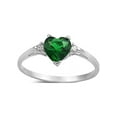 thumbnail image 1 of Simulated Emerald Cubic Zirconia Heart Promise Ring 925 Sterling Silver Size 7, 1 of 2