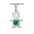 thumbnail image 1 of Simulated Emerald Cubic Zirconia May Birthstone Boy Flat Charm Sterling Silver, 1 of 3