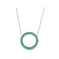 thumbnail image 1 of Simulated Emerald Sterling Silver Open Circle Necklace, 18", 1 of 1