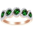 thumbnail image 1 of AFFY Simulated Emerald & White Natural Diamond Five Stone Halo Ring In 14k Solid Rose Gold (1.26 cttw) Ring Size-11.5, 1 of 1