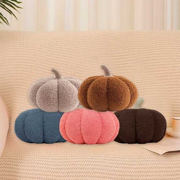Simulated Fall Pumpkin Shaped Throw Pillow 3D Cozy Pumpkin Plush Pillow Cushion for Autumn Halloween Thanksgiving Harvests Party Decoration Bedroom Sofa Home Couch