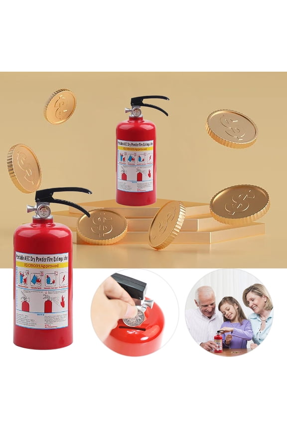 Simulated Fire Extinguisher Piggy Bank, QQZ Personalized Money Can for Kids Gifts, Large Coin Collection Can with Cool Design for Children's Savings