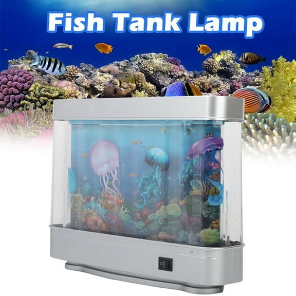 Simulated Fish Tank Lamp Aquarium Tank Decorative Night Light Virtual Ocean Dynamic LED Table Lamp Room Decor US Plug