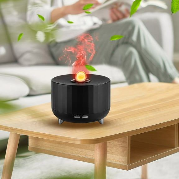 Simulated Flame Aromatherapy Machine, High Frequency Nebulizing Humidifier, Cool Light Effect, Suitable for Bedroom, Living Room, with Remote Control, Increase Humidity