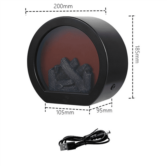 Simulated Flame Lamp Night Lamp Retro Atmosphere Decoration Fireplace Lamp European Style Ornaments Round