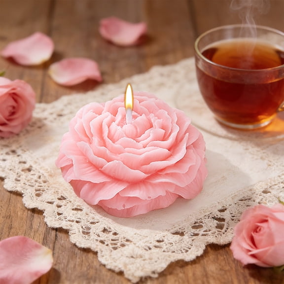 Simulated Flower Aroma Candle for Valentine's Day Home Decor, Romantic Ambiance Scented Candle with Long Burn Time for Living Room, Bedroom, and Dining Room Use