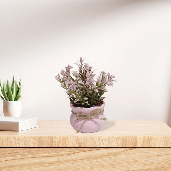 Simulated Flower Artificial Potted Plant Mini Simulated Flower Small Bloom Style in Pink Pot Faux Greenery Home Office Desk Shelf Decor Modern Photography Prop Styling Accessory