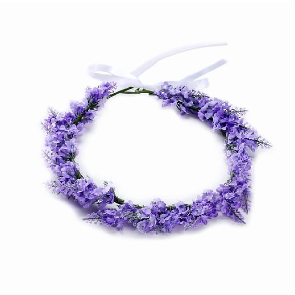 Simulated Flower Headband Boho Wedding Bride Lavender Floral Hair Band Tiara Ins