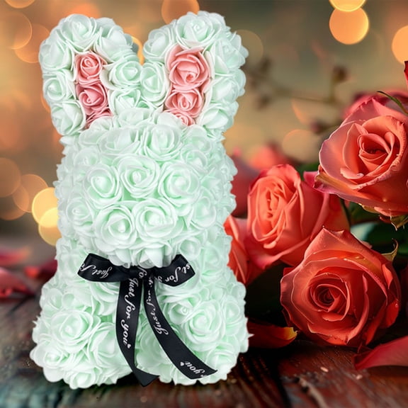 Simulated Foam Bunny, Eternal Flower Bunny in Gift Box, Valentine's Day Birthday Gift for Her, Cute Foam Bunny for Cuddling, Home Desk Decoration, Symbol of Eternal Love, Gift Ready