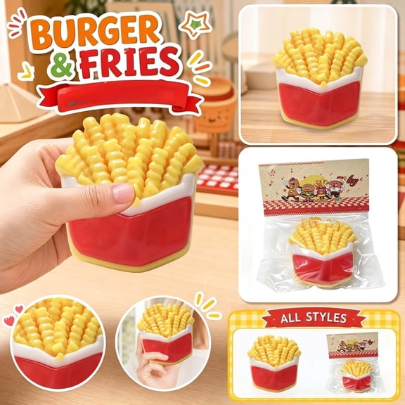 Simulated French Fries Squishy with Slow Rising Squeeze Design, 1 Piece, Yellow and Red, for Kids and Adults, Relaxation Toy