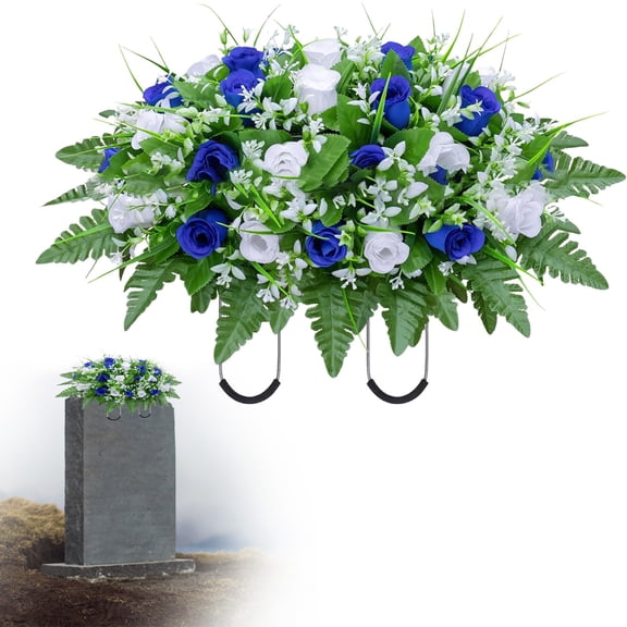 Simulated Funeral Flower Arrangement Tombstone Flower Arrangement,1,Artificial Cemetery Flowers Saddle Shaped Decorations Non Fading,Artificial Flowers,Funeral Things