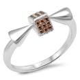 thumbnail image 1 of Simulated Garnet Cubic Zirconia Pave Cube Design Ring Sterling Silver 925, 1 of 3