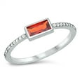 thumbnail image 1 of Simulated Garnet Cubic Zirconia Sideways Rectangular Center Ring Sterling Silver Size 4, 1 of 3