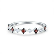 Simulated Garnet Cubic Zirconia Size-5 Half Eternity Ring Wedding Engagement Band 925 Sterling Silver