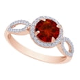 thumbnail image 1 of AFFY Simulated Garnet & Simulated White Sapphire Halo Ring in 14k Rose Gold Over Sterling Silver (1.53 Cttw) Ring Size - 14, 1 of 1