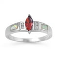 thumbnail image 1 of Simulated Garnet Solitaire Ring .925 Sterling Silver Band Red Cubic Zirconia Jewelry Female Size 6, 1 of 4