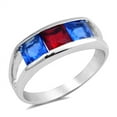 thumbnail image 1 of Simulated Garnet Vibrant Square Ring .925 Sterling Silver Band Red CZ Jewelry Female Size 7, 1 of 4