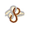 thumbnail image 1 of AFFY Simulated Garnet & White CZ Double Infinity Engagement Ring In 14k Yellow Gold Over Sterling Silver Ring Size-9, 1 of 1