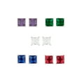 thumbnail image 1 of Simulated Gemstone and CZ Sterling Silver 5mm Square Earrings, 5 Pairs, 1 of 1