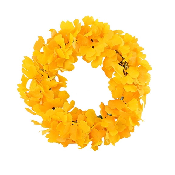 Simulated Ginkgo Leaf Garland Decoration Garland Home Living Room Door Hanging Artificial Ginkgo Leaves Wreath Fall Decor Autumn Leaves Wall Hanging Faux Foliage Wreath Seasonal Home Decor