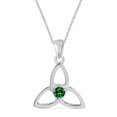thumbnail image 1 of Simulated Green Emerald Celtic Trinity Knot Pendant Necklace In 14K White Gold Over Sterling Silver, 1 of 5