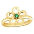 thumbnail image 1 of AFFY Simulated Green Emerald Flower Ring In 14K Yellow Gold Over Sterling Silver, 1 of 1
