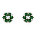 thumbnail image 1 of AFFY Simulated Green Emerald & White Natural Diamond Flower Stud Earrings In 14K Rose Gold (5.9 Cttw), 1 of 1