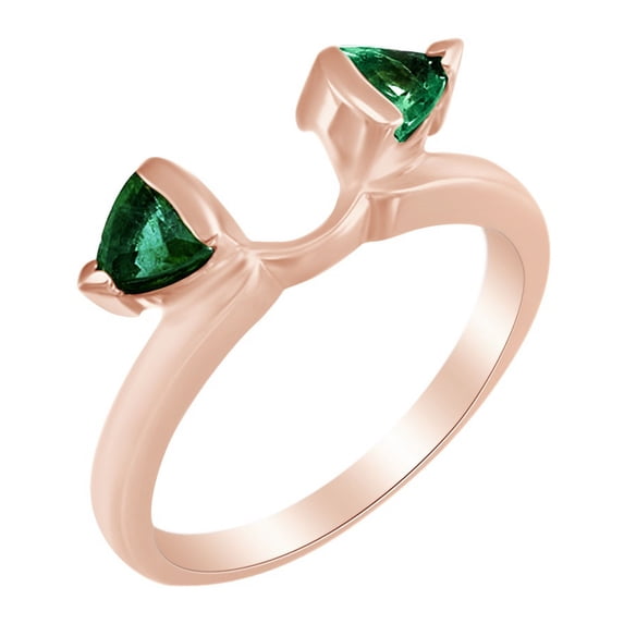 Simulated Green Emerald Wrap Style Enhancer Ring in 14k Rose Gold
