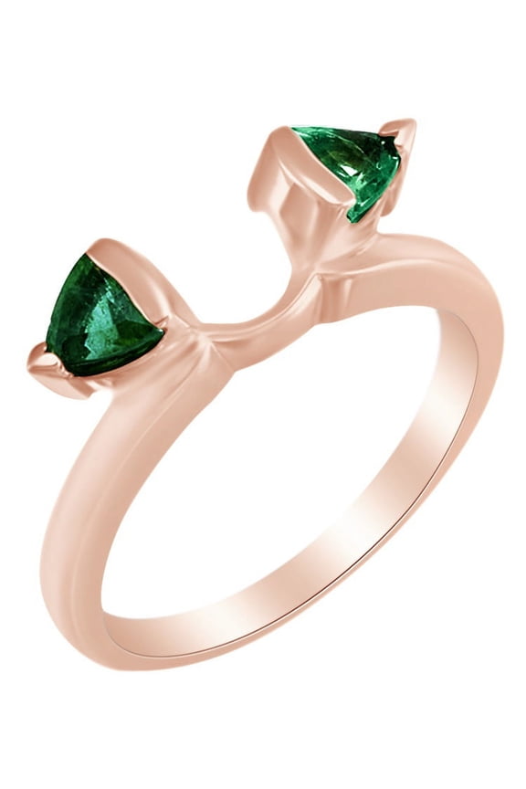 Simulated Green Emerald Wrap Style Enhancer Ring in 14k Rose Gold